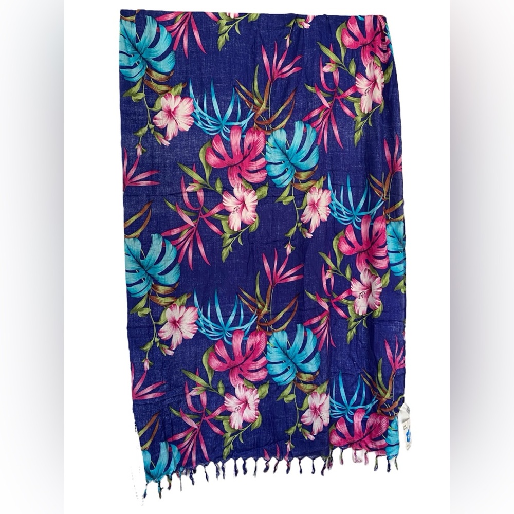 Tropical Floral Swim Coverup / Swim Wrap in Dark Blue, Light Blue, Pink, Green